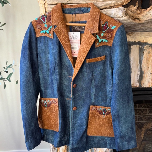 Madison Creek Outfitters Jane Denim Fringe & Beadwork Blazer - Picture 1 of 13